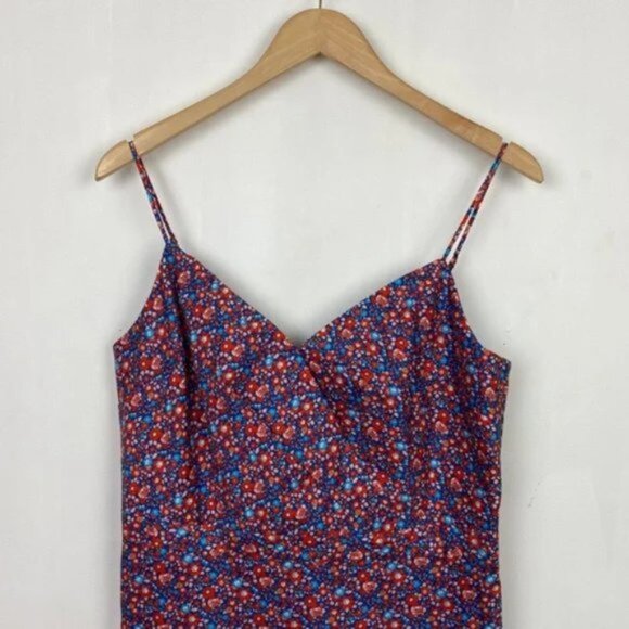 J.Crew x Liberty 10 Spaghetti Strap Dress Betsy Ann Floral Print Blue Red - Picture 8 of 13